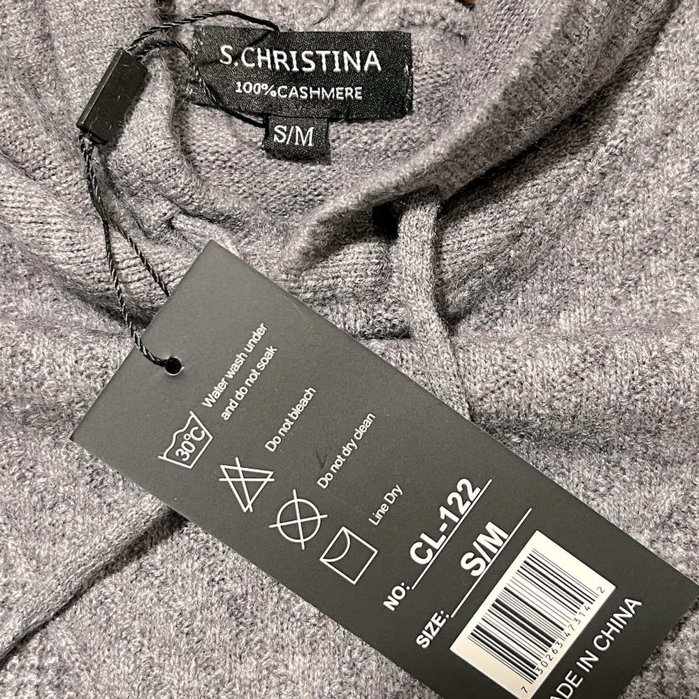 NWT 100% Cashmere Hoodie Sweater in Gray Size S/M - Picture 3 of 4